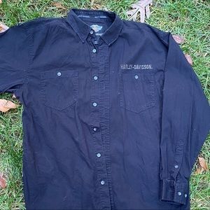HARLEY DAVIDSON BLACK BUTTON DOWN - SIZE L